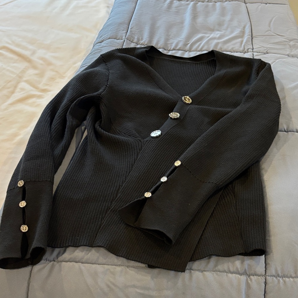 Black Button-Up Women's Sweater